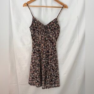 Floral Slip Y2K Dress - Black with Pink Floral